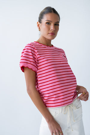 Walker Scalloped Top in Pink