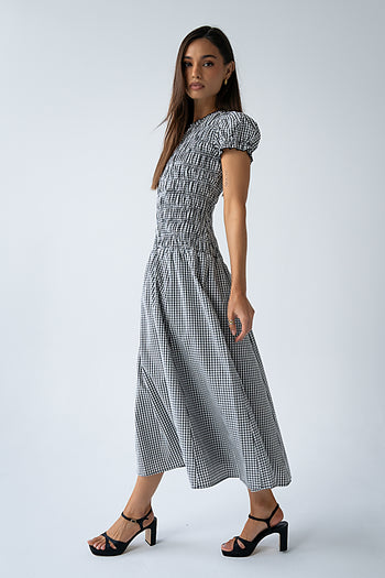 Opal Gingham Maxi Dress in Black