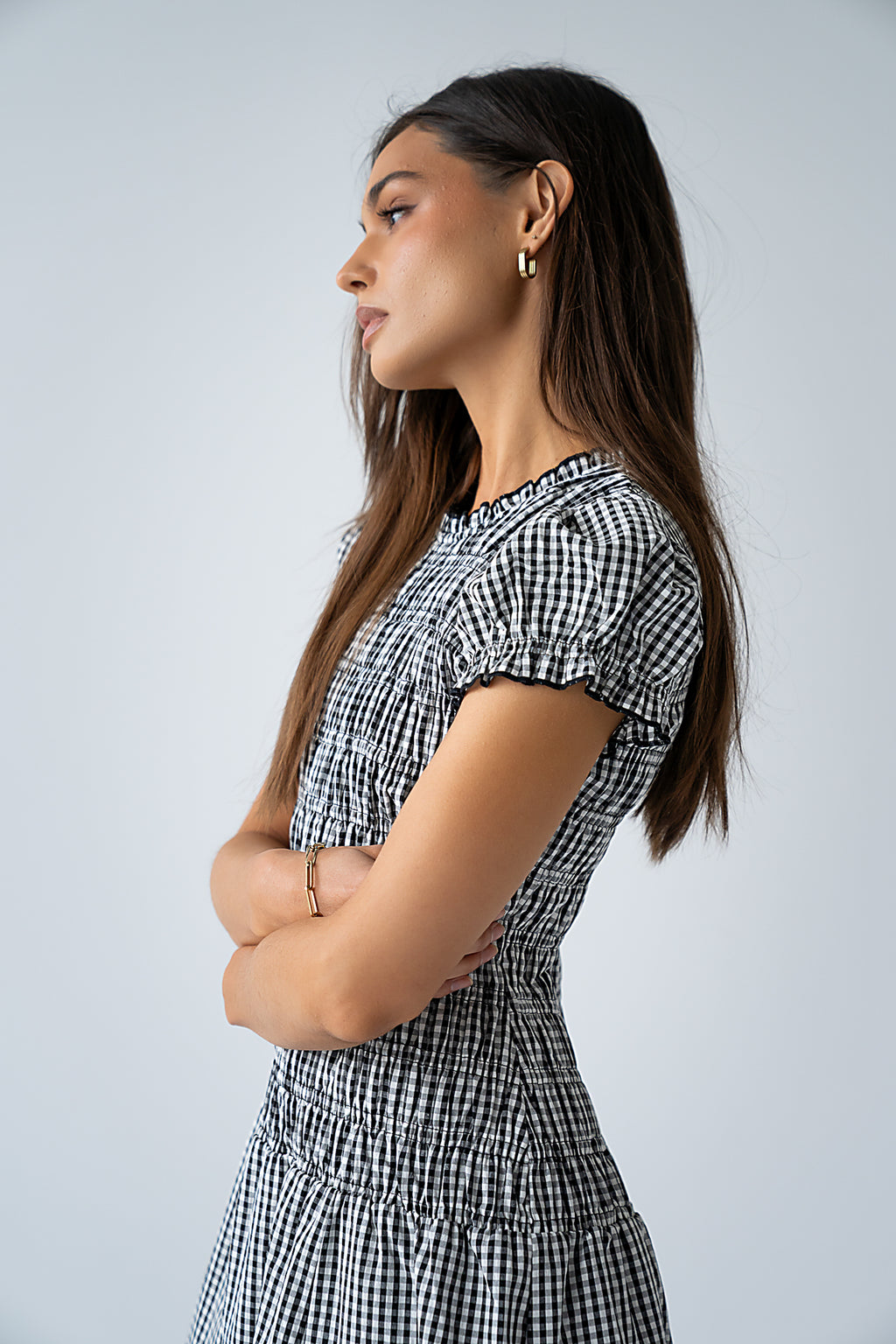 Opal Gingham Maxi Dress in Black