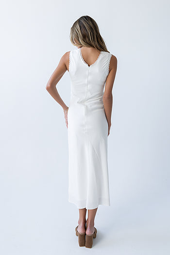 Hailey Lace Trim Maxi Dress in Ivory