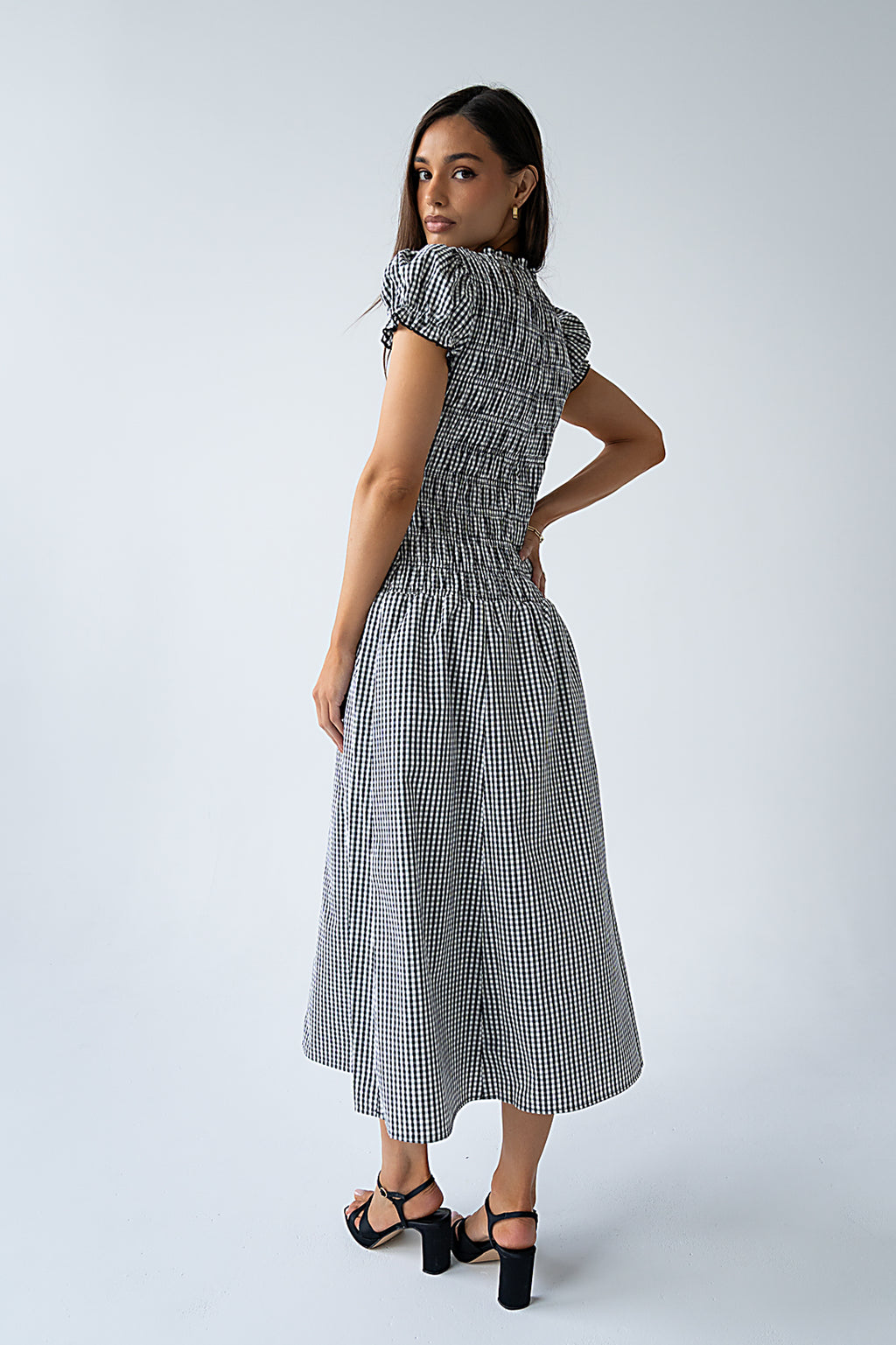 Opal Gingham Maxi Dress in Black