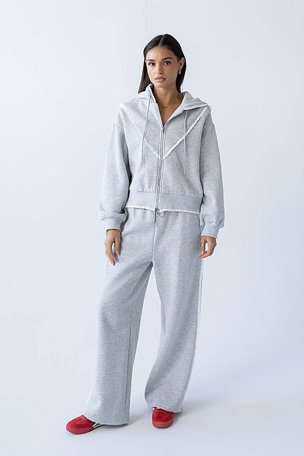 Sydney Lace Trim Zip Up - FINAL SALE