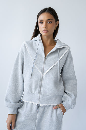 Sydney Lace Trim Zip Up - FINAL SALE