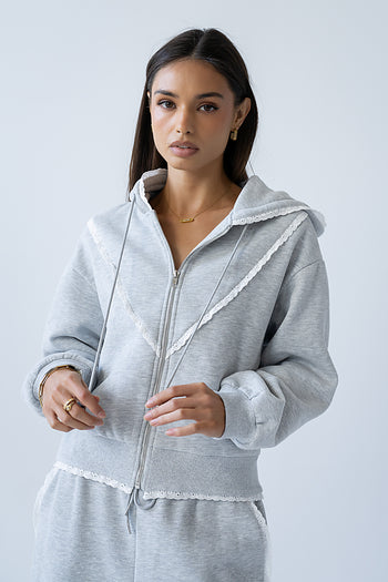 Sydney Lace Trim Zip Up - FINAL SALE