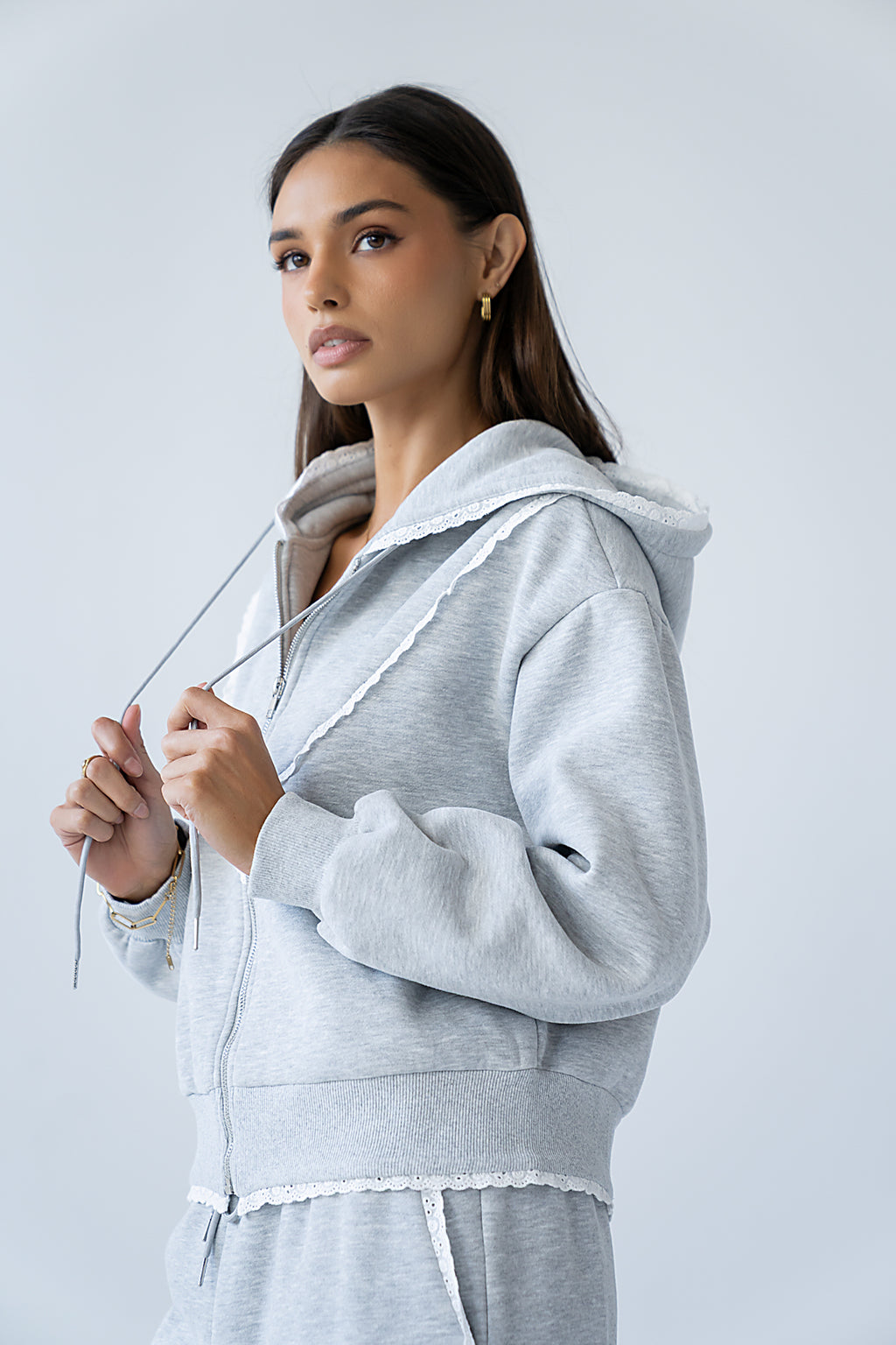 Sydney Lace Trim Zip Up - FINAL SALE