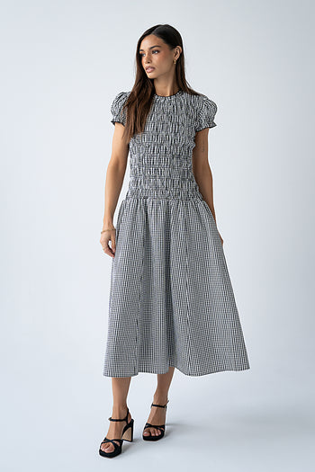 Opal Gingham Maxi Dress in Black