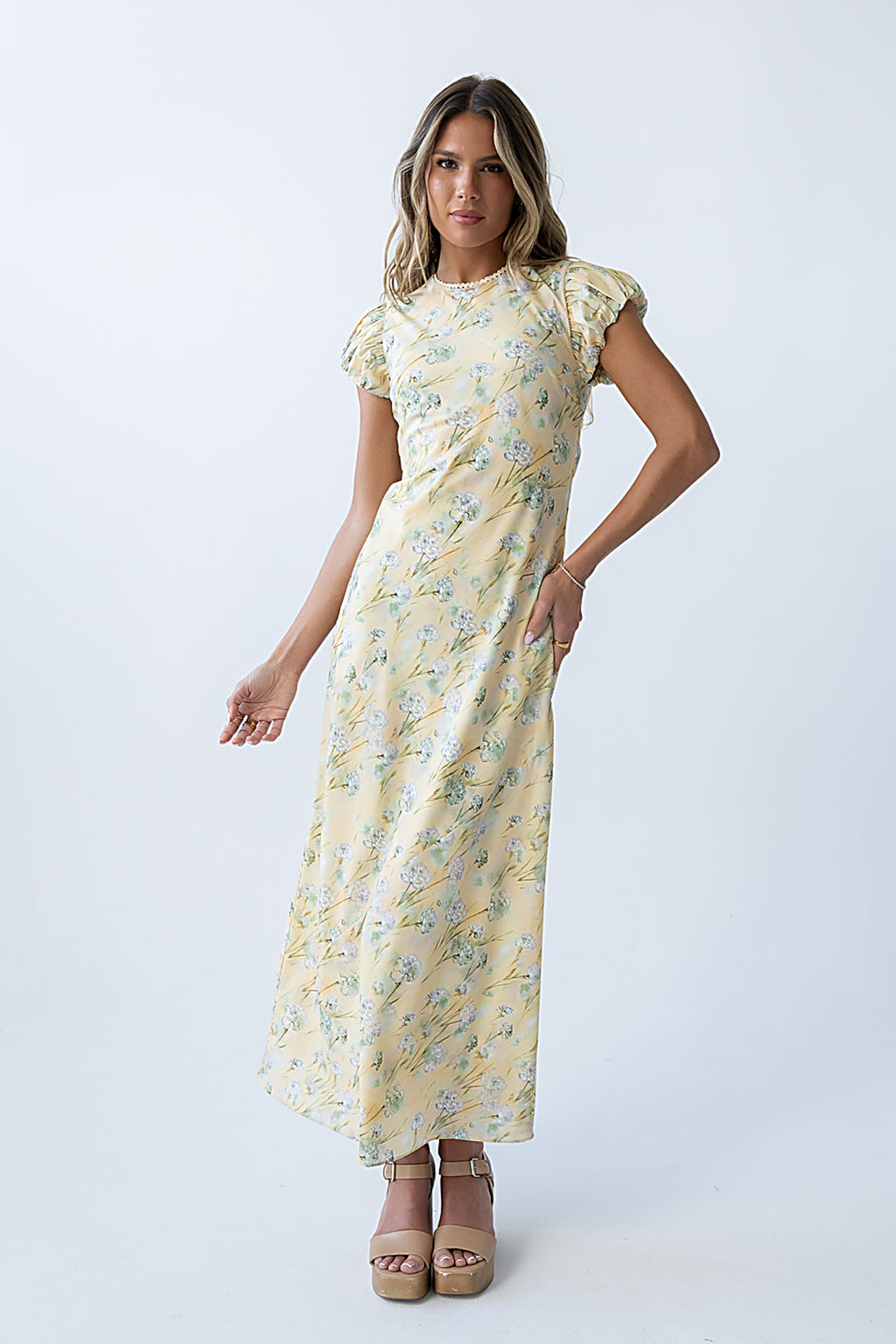 Ellianna Floral Maxi Dress in Butter Yellow