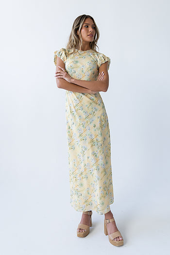 Ellianna Floral Maxi Dress in Butter Yellow