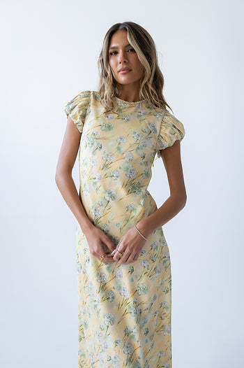 Ellianna Floral Maxi Dress in Butter Yellow