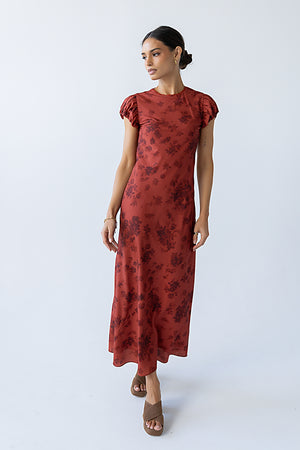 Lorie Mixed Media Maxi Dress in Natural