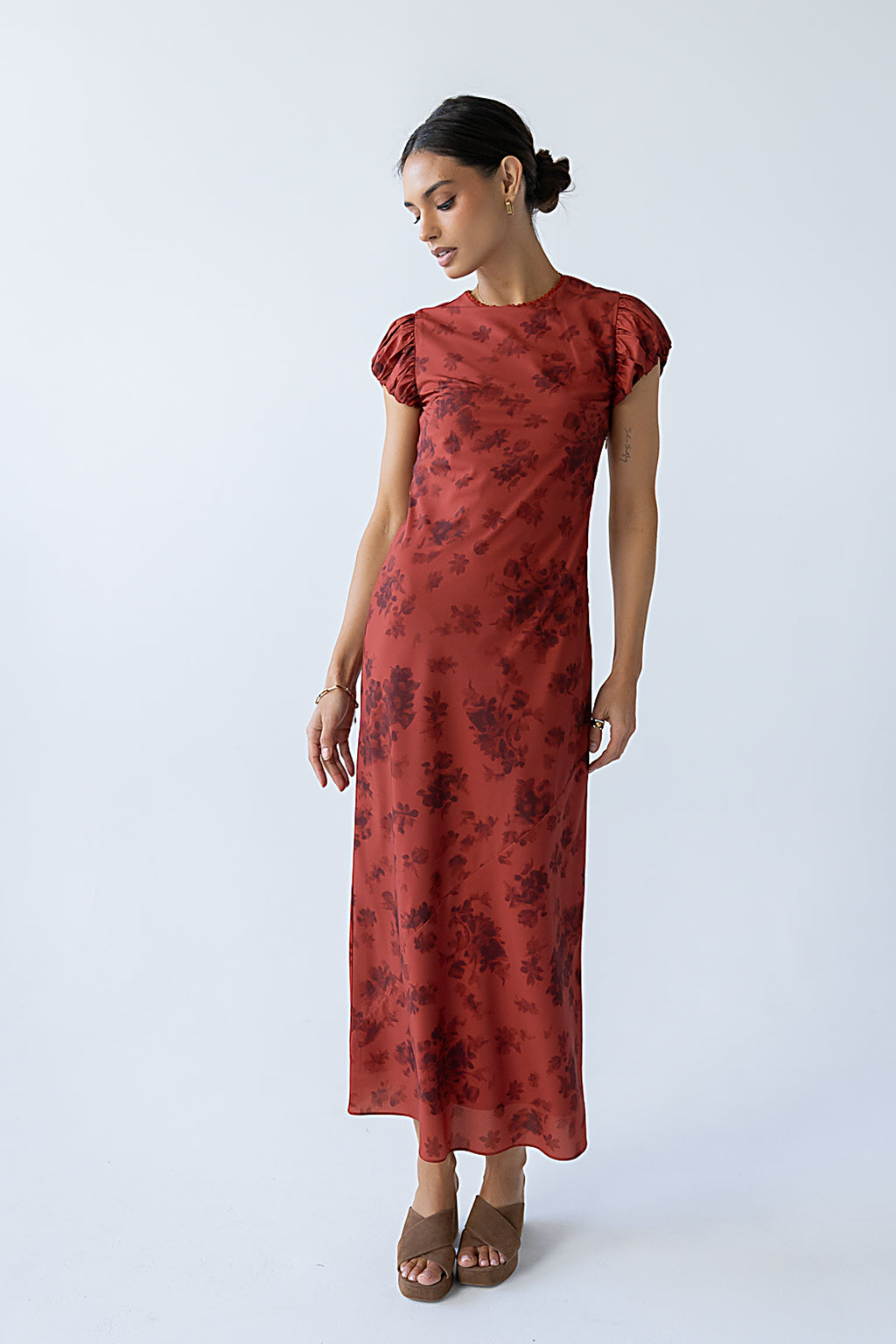 Ellianna Floral Maxi Dress in Brick