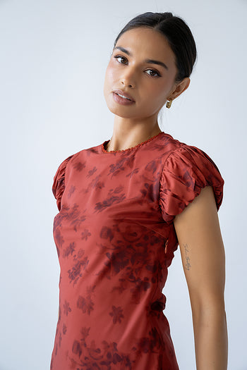 Ellianna Floral Maxi Dress in Brick