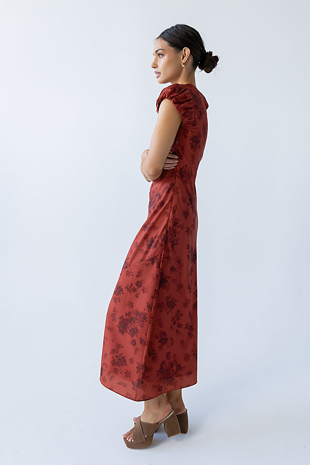 Ellianna Floral Maxi Dress in Brick
