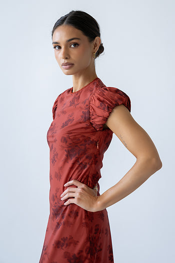 Ellianna Floral Maxi Dress in Brick