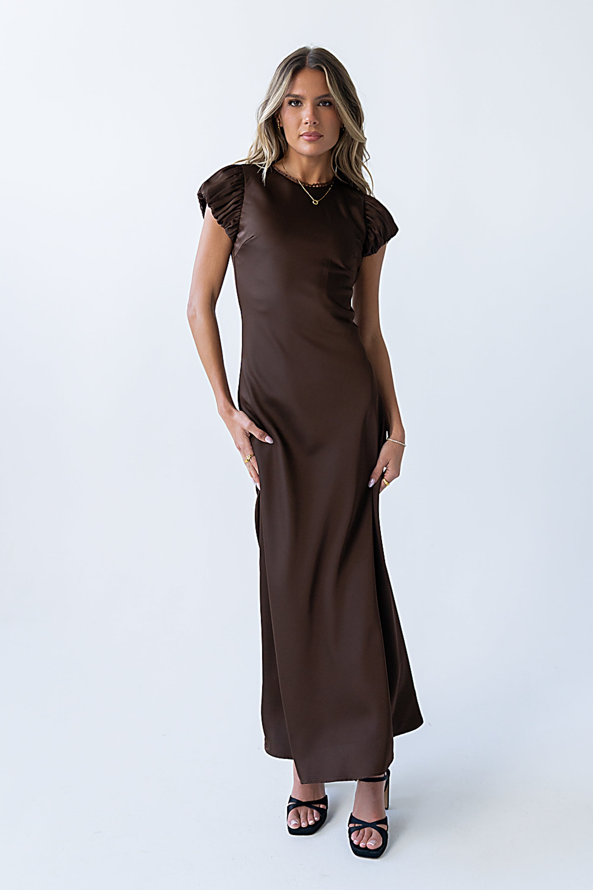 Ellianna Maxi Dress in Dark Brown Ellianna Maxi Dress in Dark Brown