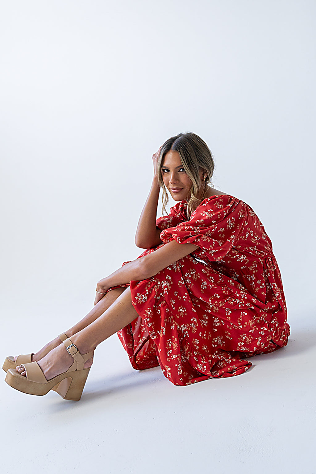 red floral dress maxi Amy Floral Maxi Dress in Red