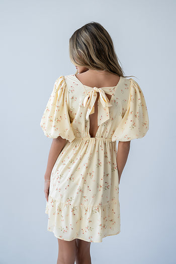 Lizzy Floral Mini Dress in Yellow - FINAL SALE