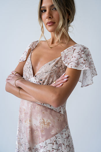 Zola Patchwork Maxi Dress in Ivory