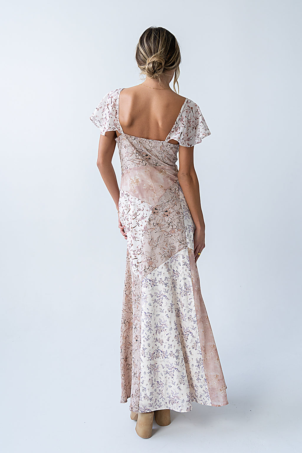 Zola Patchwork Maxi Dress in Ivory