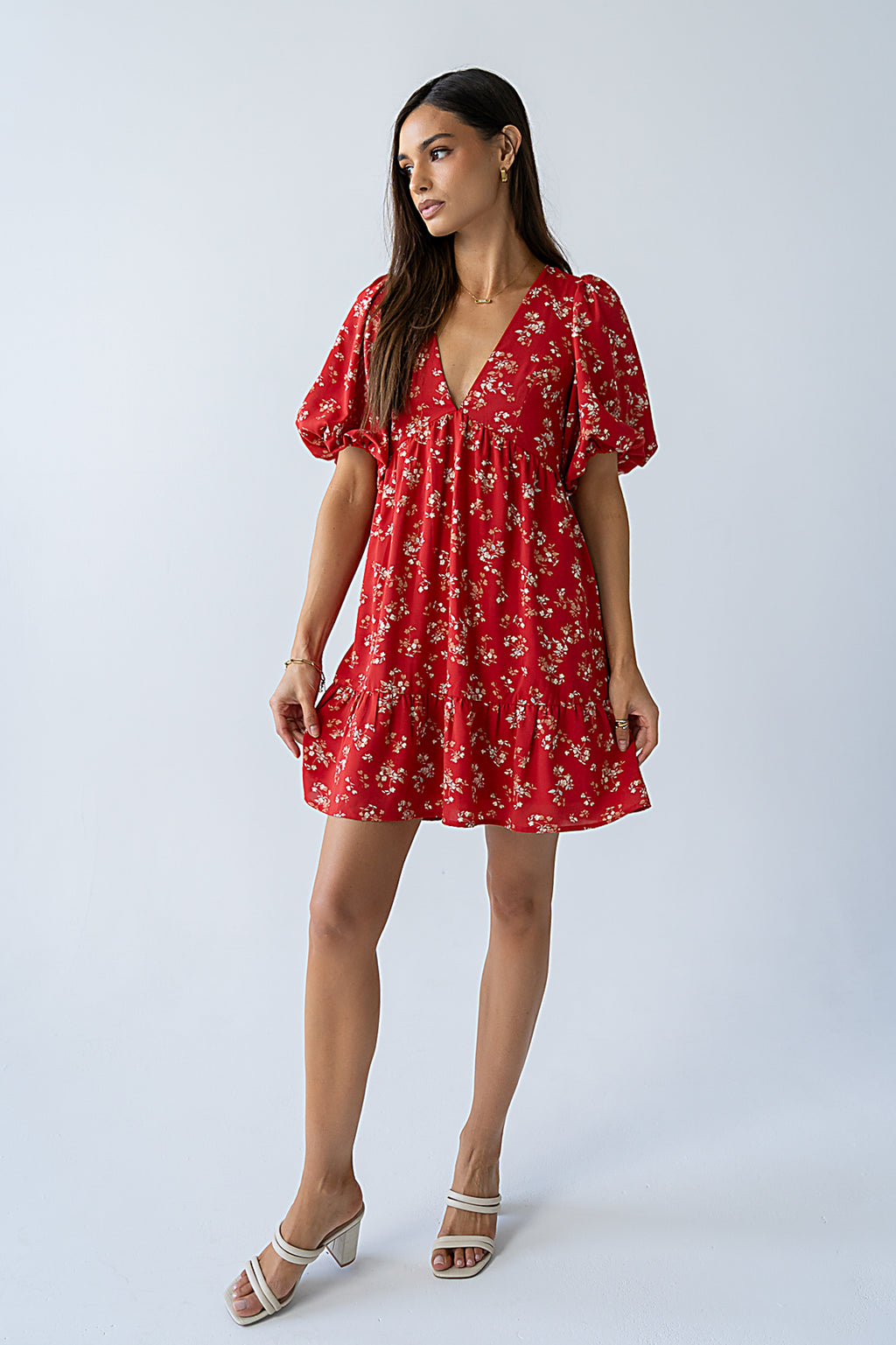 Lizzy Floral Mini Dress in Red - FINAL SALE
