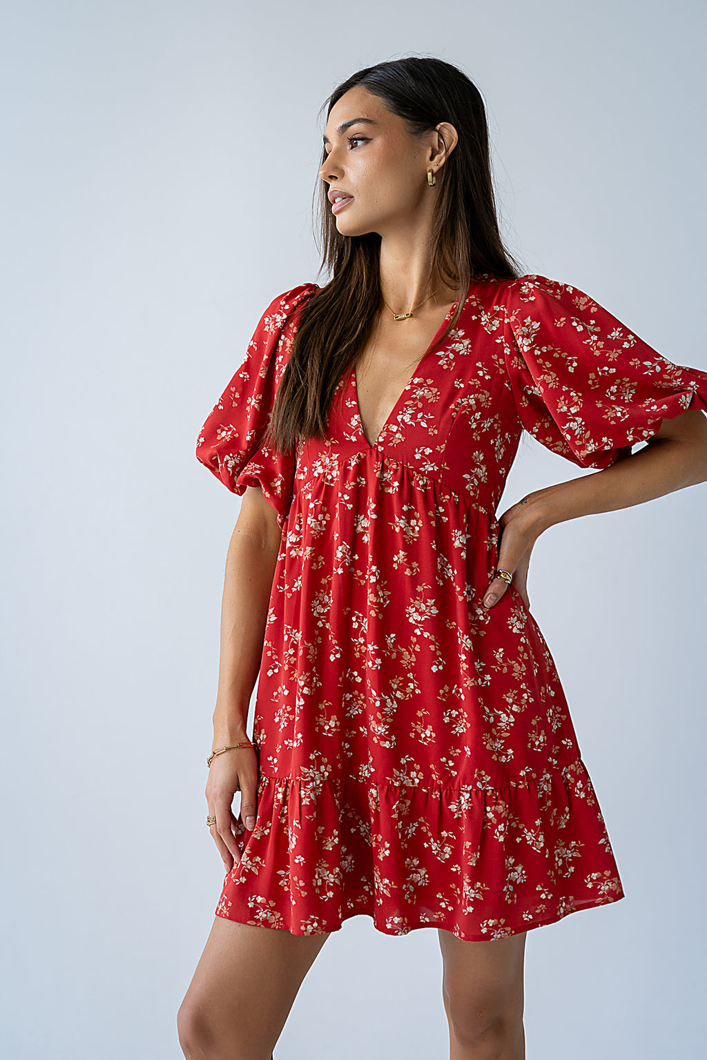 Lizzy Floral Mini Dress in Red - FINAL SALE Lizzy Floral Mini Dress in Red - FINAL SALE