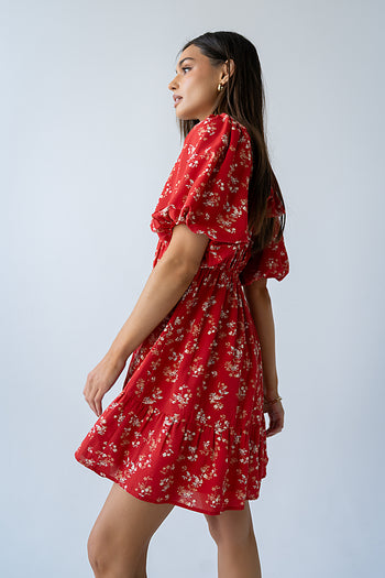 Lizzy Floral Mini Dress in Red - FINAL SALE