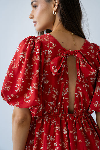 Lizzy Floral Mini Dress in Red - FINAL SALE
