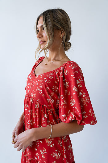 Amy Floral Maxi Dress in Red - FINAL SALE