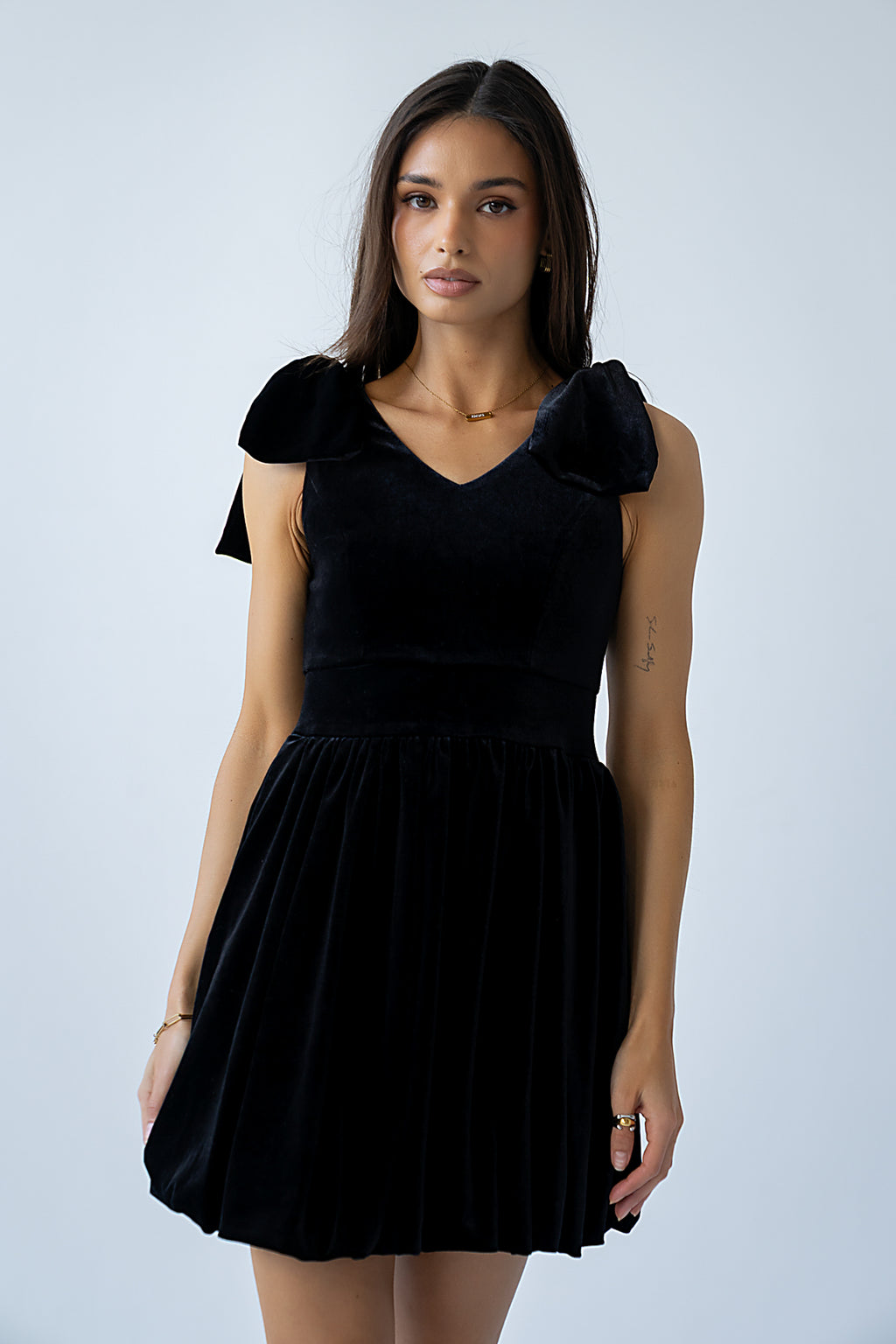 Liora Velvet Mini Dress in Black