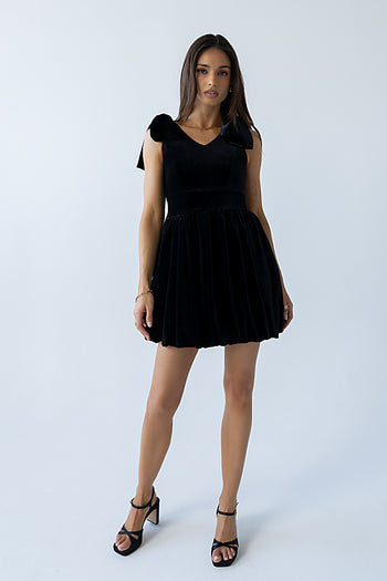 Liora Velvet Mini Dress in Black