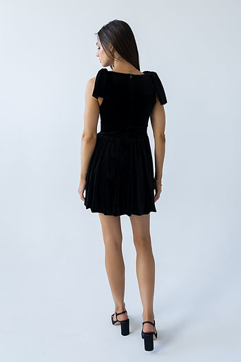 Liora Velvet Mini Dress in Black