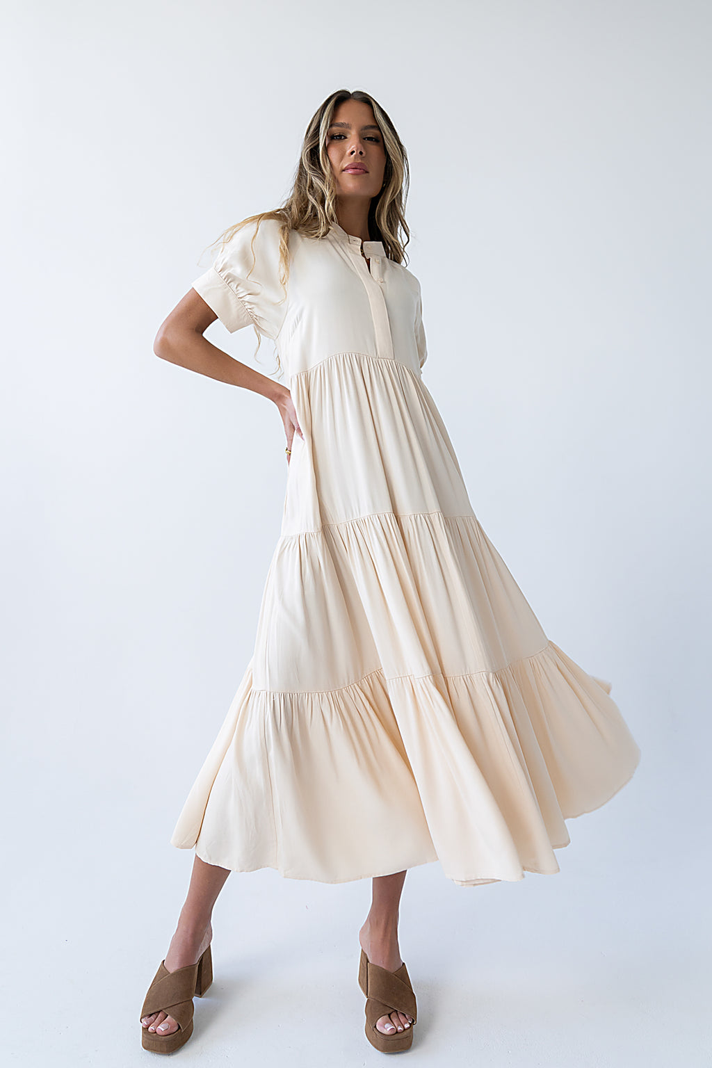 Amanda Tiered Dress in Cream Amanda Tiered Dress in Cream
