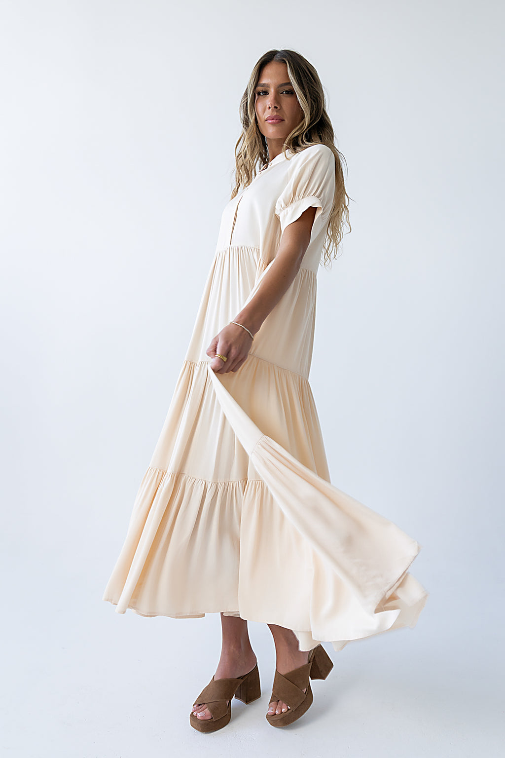 Amanda Tiered Dress in Cream