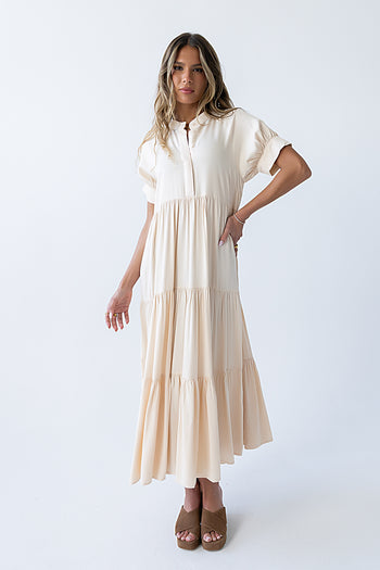 Amanda Tiered Dress in Cream