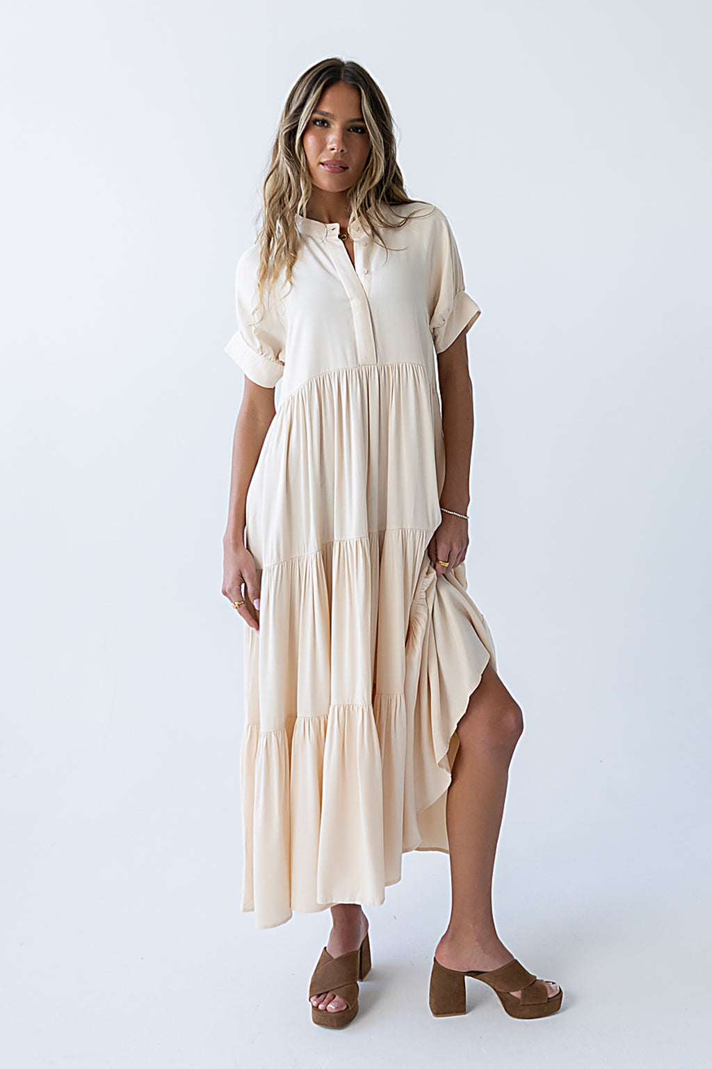 Amanda Tiered Dress in Cream