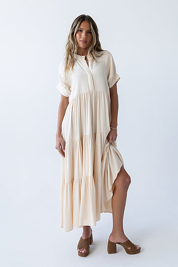 Amanda Tiered Dress in Cream