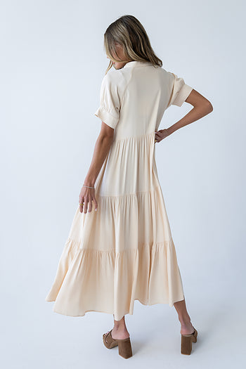Amanda Tiered Dress in Tan M / Tan Amanda Tiered Dress in Tan M / Tan