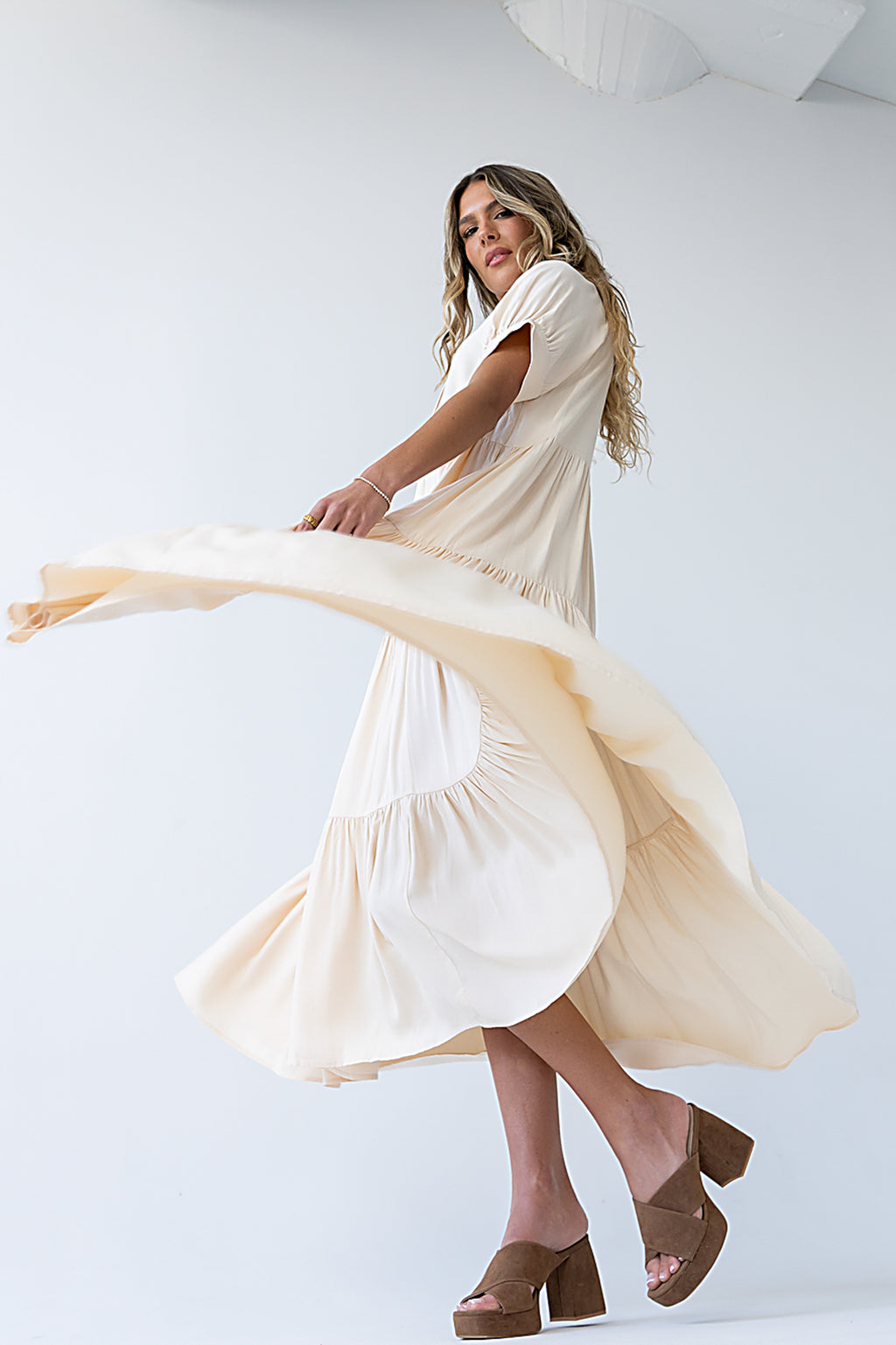 Amanda Tiered Dress in Cream Amanda Tiered Dress in Cream