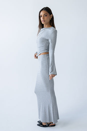 Bonnie Polka Dot Maxi Skirt in Grey