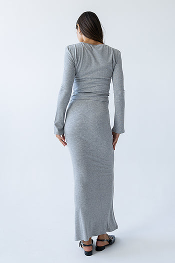 Bonnie Polka Dot Maxi Skirt in Grey