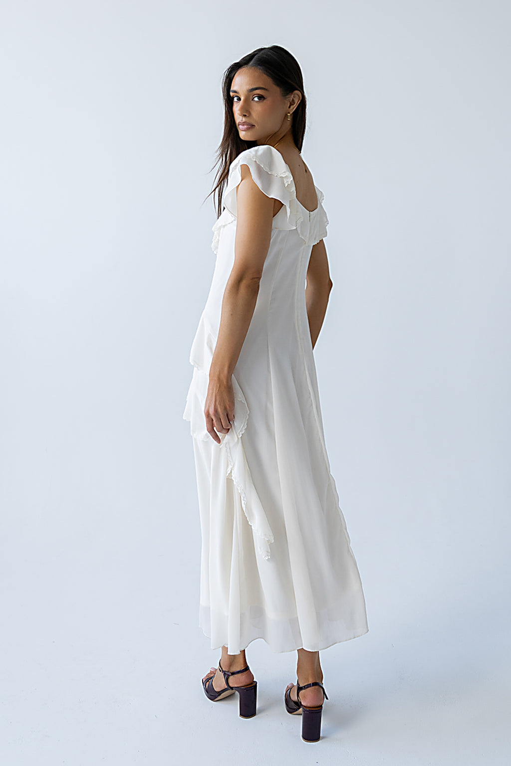 ruffle maxi dress amazon Quinton Ruffle Maxi Dress in Cream