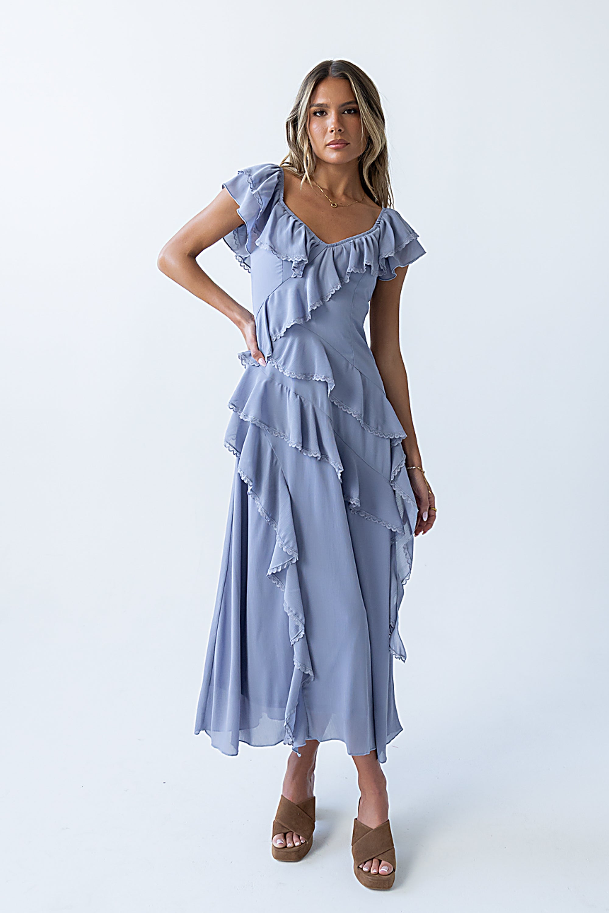 knee length dresses for ladies S / Royal Blue main image 1
