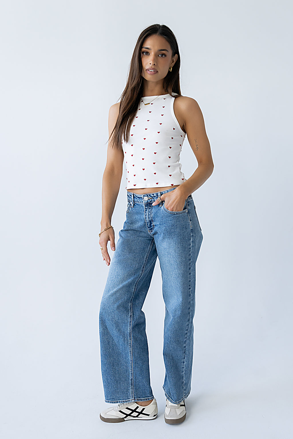 Mae Embroidered Heart Tank Top