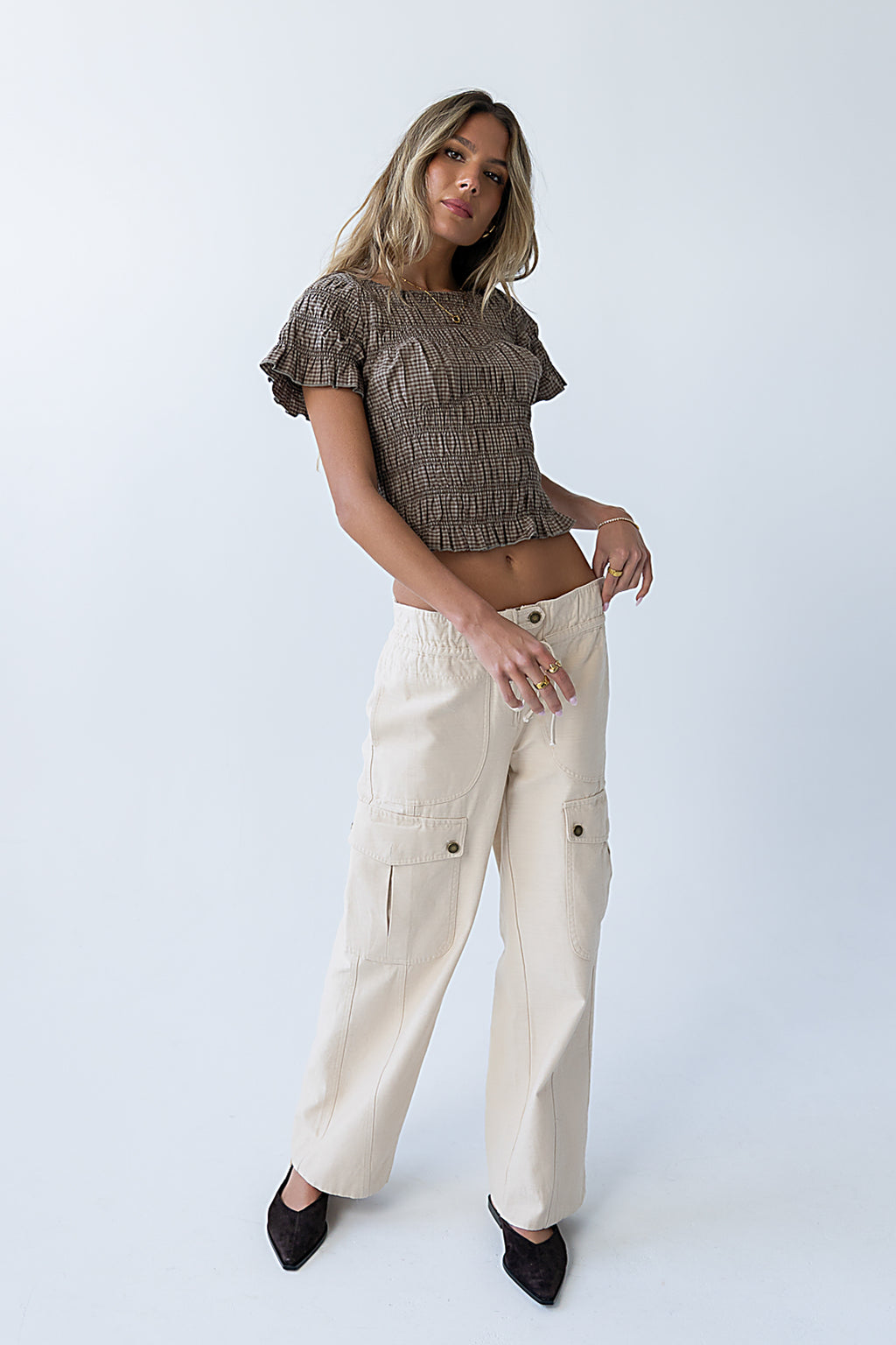 Marta Smocked Blouse in Olive Marta Smocked Blouse in Olive