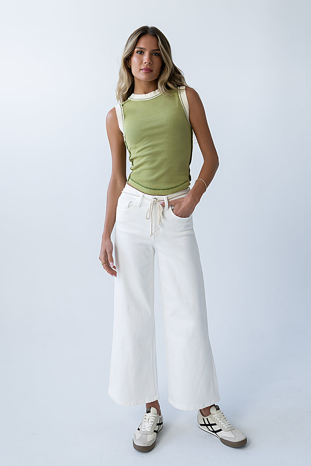 Lilah Reverse Seam Tank in Green