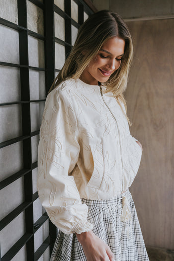 Sidney Embroidered Jacket in Cream