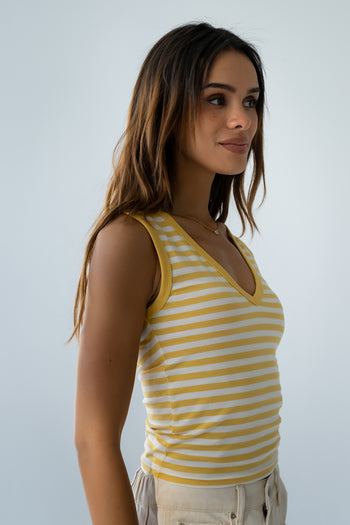 Kylen Striped Tank Top in Yellow