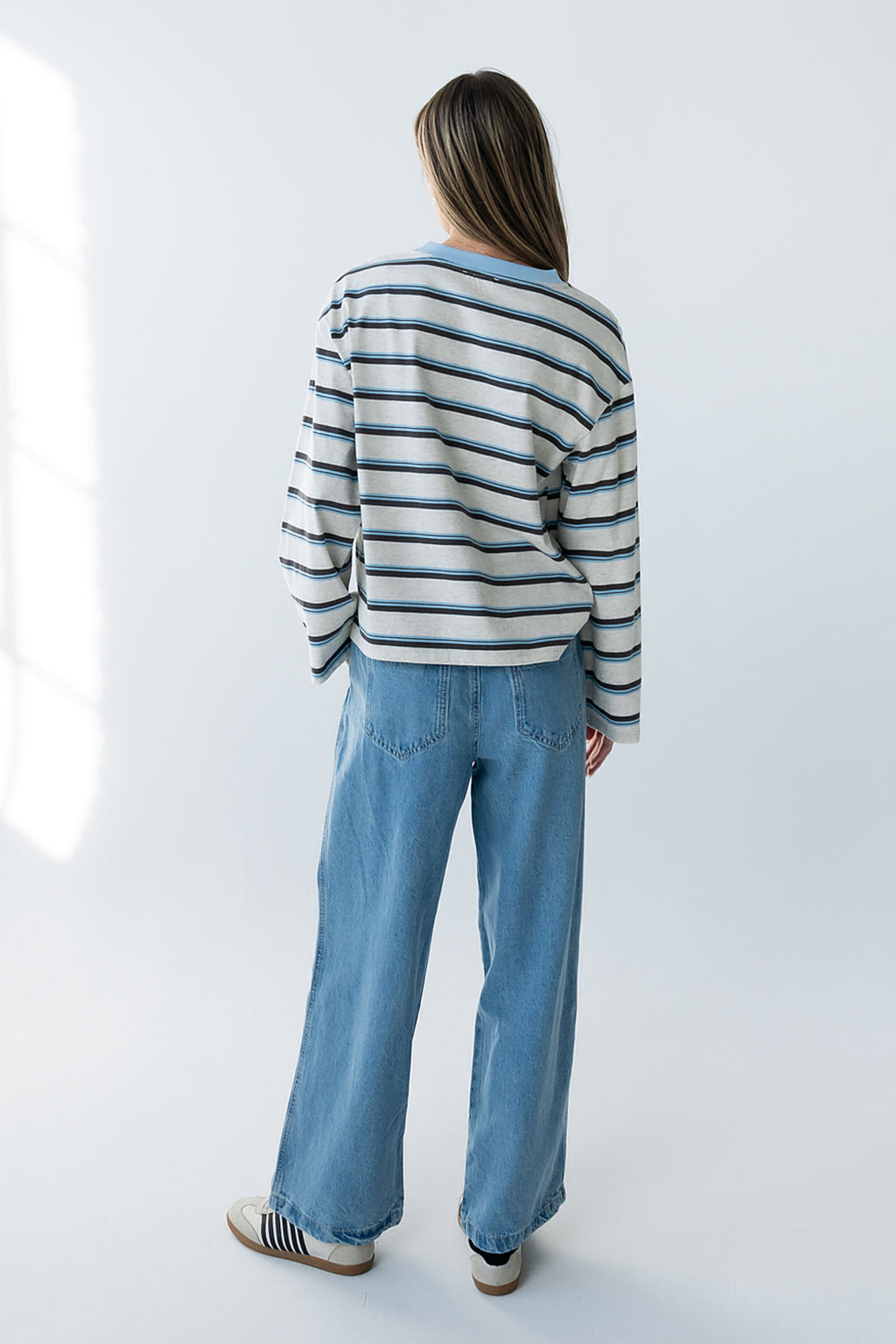 Kiana Striped Top in Grey - FINAL SALE