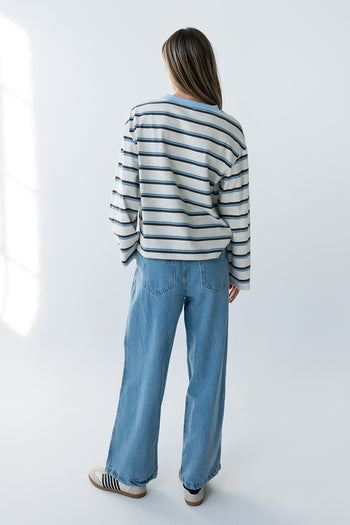 Kiana Striped Top in Grey - FINAL SALE