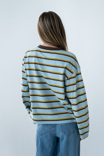 Kiana Striped Top in Light Blue - FINAL SALE